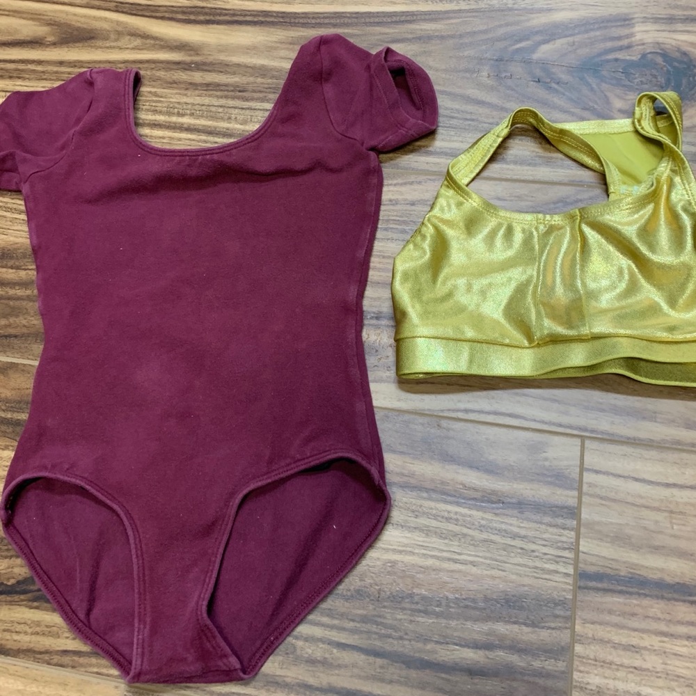 Lot of dance Bloch leotard & gold bra top, 6x